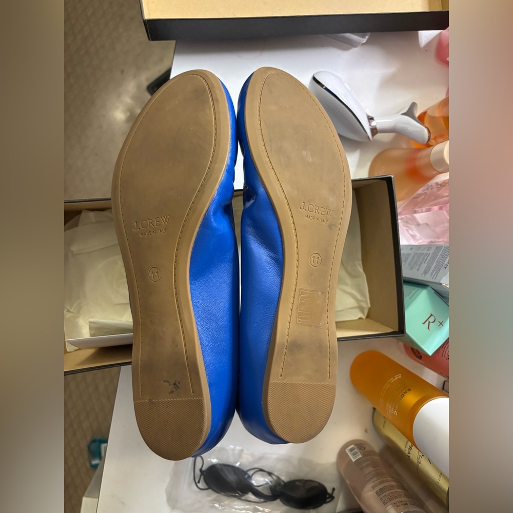 J. Crew Women's Vibrant Blue Leather Flats